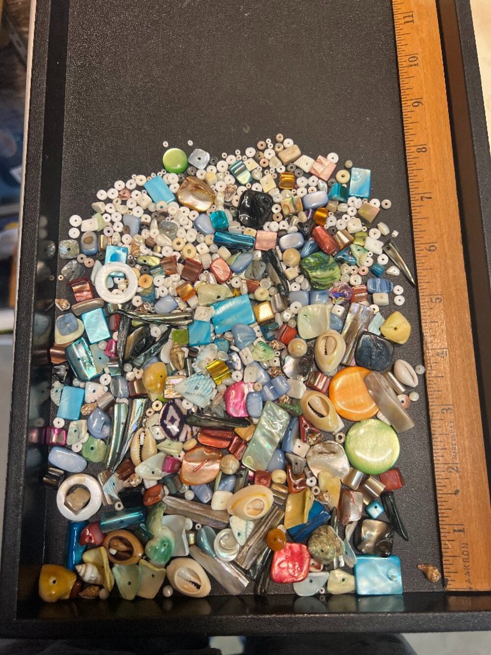 1/2 pound shell or mother of pearl bead mix lot 7